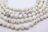 Natural Magnesite Beads, Smooth Round White Beige Stone Beads BS #8, sizes in 4 mm 6 mm 8 m 10 mm 15.75 inch Strands