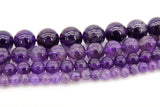 Natural Amethyst Beads, Smooth Round Purple Beads BS #73, sizes 4 mm 6 mm 8mm