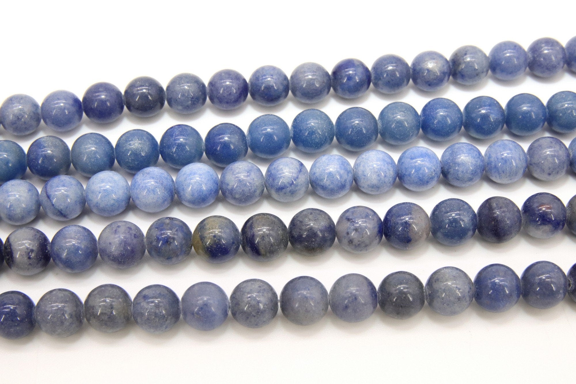 Natural Blue Aventurine Beads, Light Sky Blue Round Beads BS #50, sizes 8mm 16 inch Strands