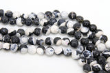 Natural Black and White Fire Agate Beads, Faceted Black and White Boho Beads BS #63, sizes in 8 mm 15 inch FULL Strands