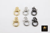 Cubic Zirconia Lobster Clasp, NEW Gold Black Silver Double Sided Claw  #2362, CZ Pave Jewelry Findings