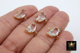 Gold Half Moon Crystal Connectors, 2 Pcs Semi Circle Links AG 647, Small or Medium Open Loop in Clear Crystal Glass