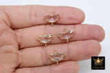 Gold Half Moon Crystal Connectors, 2 Pcs Semi Circle Links AG 647, Small or Medium Open Loop in Clear Crystal Glass