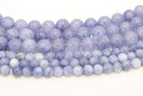 Natural Blue Quartz Beads, Smooth Baby Blue Gray Round Beads BS #67, sizes in 6 mm or 10 mm 15.75 inch Strands