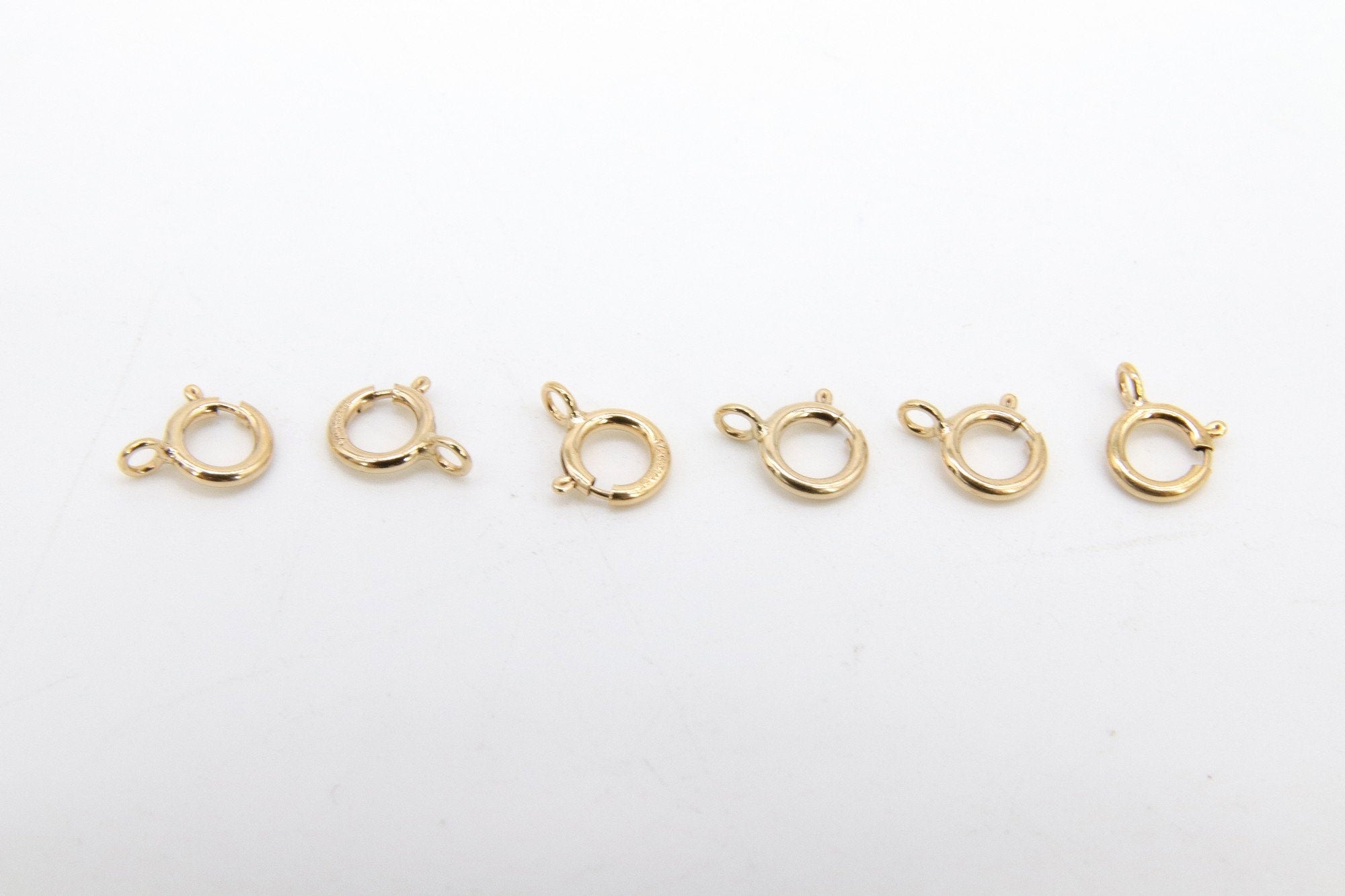 14 K Gold Filled Spring Ring Clasps, 5.5 mm Jewelry Findings #2161, Stamped 14 20 with Open Loops