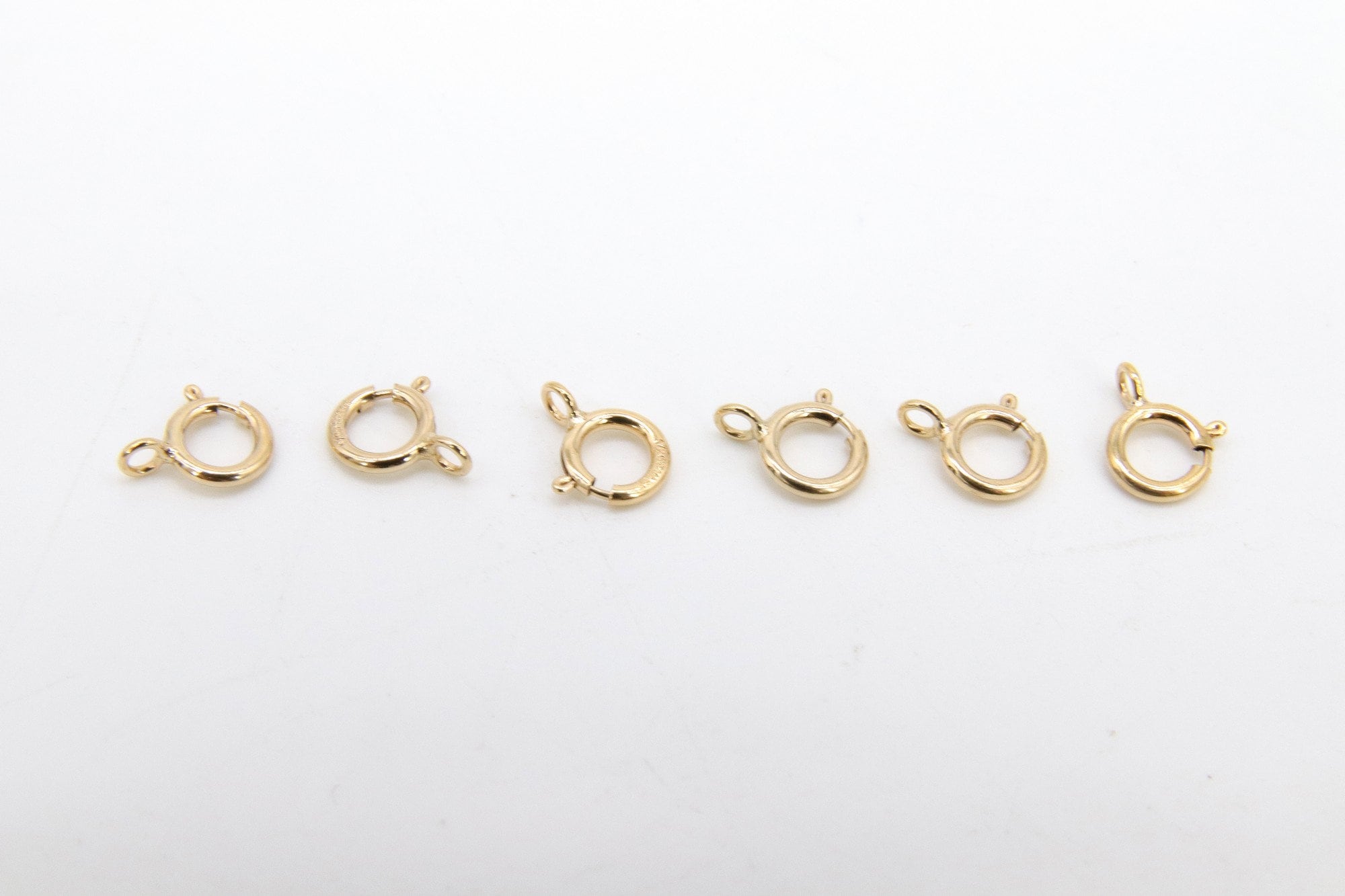 14 K Gold Filled Spring Ring Clasps, 5.5 mm Jewelry Findings #2116, Stamped 14 20 with Closed Loops