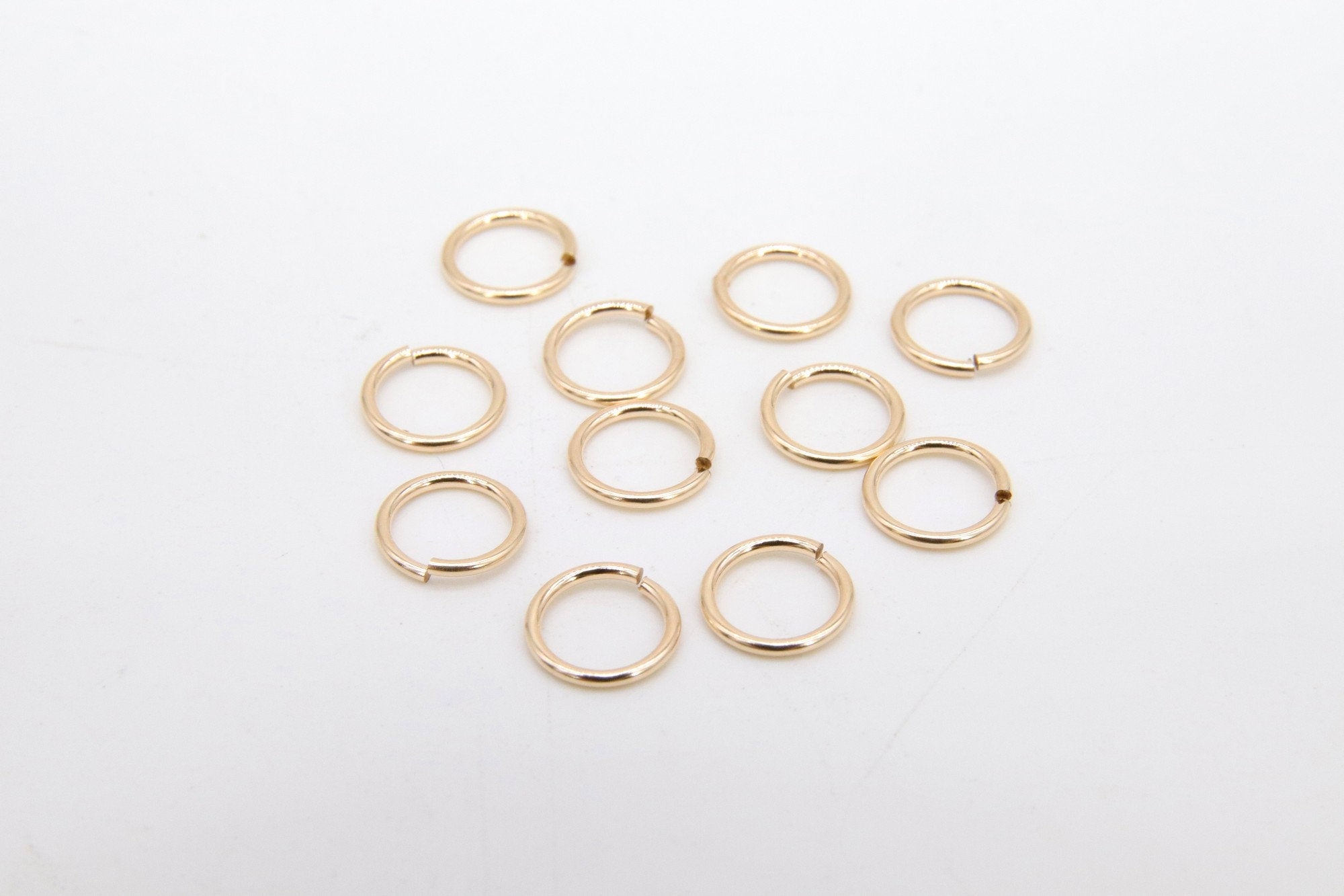 14 K Gold Filled Jump Rings, 7 mm 8 mm 9 mm, or 10 mm Open Snap Close Rings