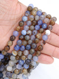 Natural Blue Fire Agate Beads, Faceted Brown and Baby Blue Blended Botswana Beads BS #26
