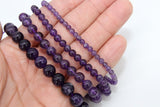 Natural Amethyst Beads, Smooth Round Purple Beads BS #73, sizes 4 mm 6 mm 8mm
