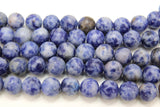 White and Blue Jasper Beads, Royal Sky Blue Spotted Round Beads BS #53, sizes 8 mm 15.75 inch Strands