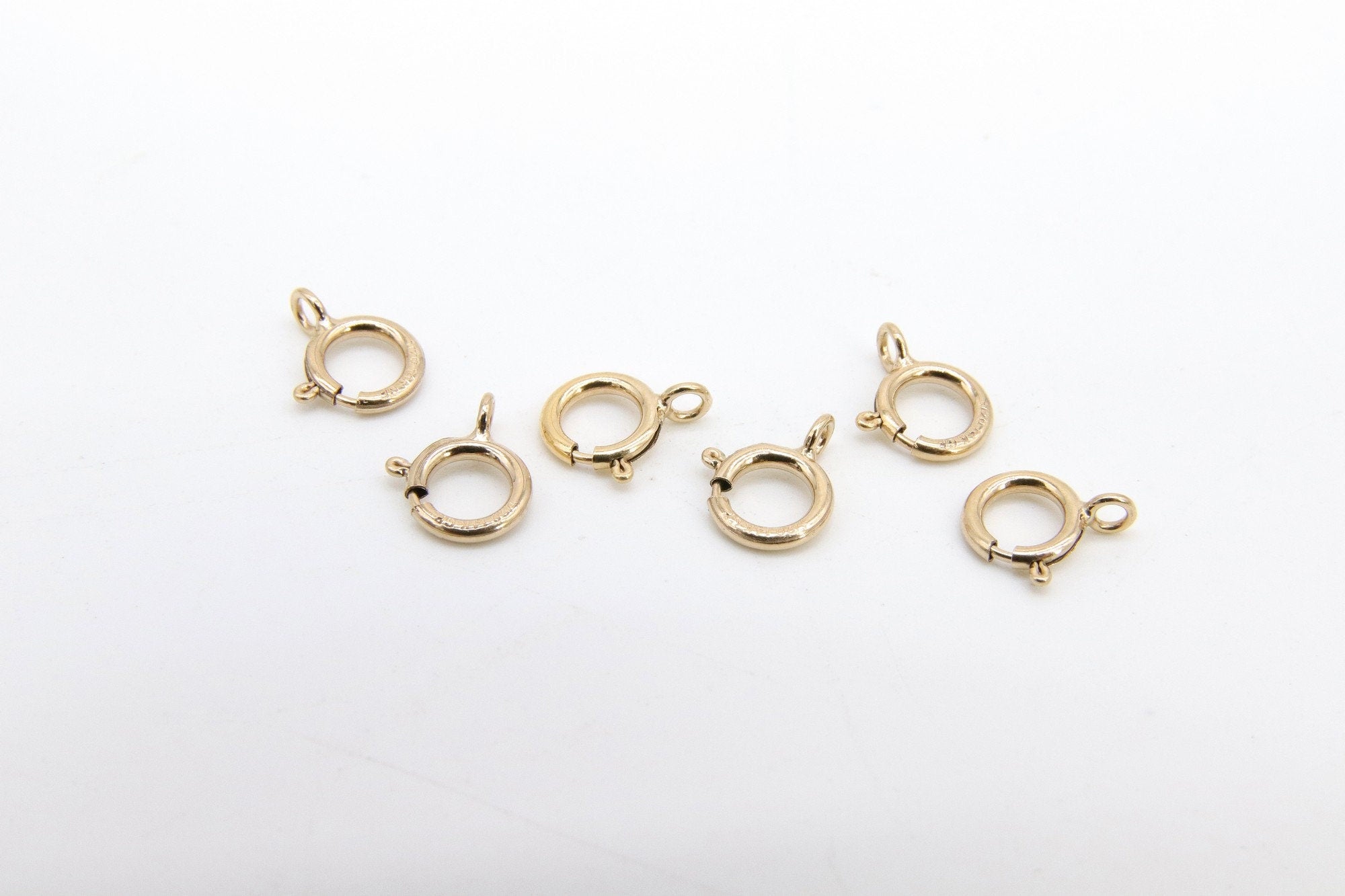 14 K Gold Filled Spring Ring Clasps, 6.0 mm Jewelry Findings #2117, Stamped 14 20 with Closed Loop