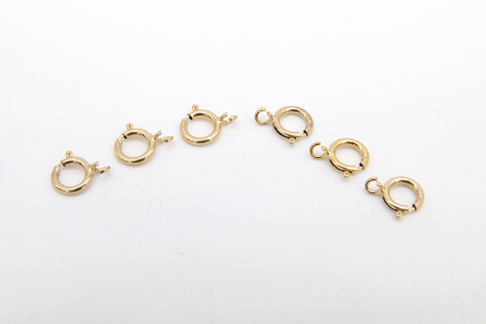 14 K Gold Filled Spring Ring Clasps, 6.0 mm Jewelry Findings #2118, Stamped 14 20 with Open Loop