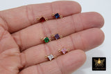 Gold Diamond Shape CZ Connectors, Earring Colorful Crystal Links #667, Clear Pink Blue Aqua Green Purple