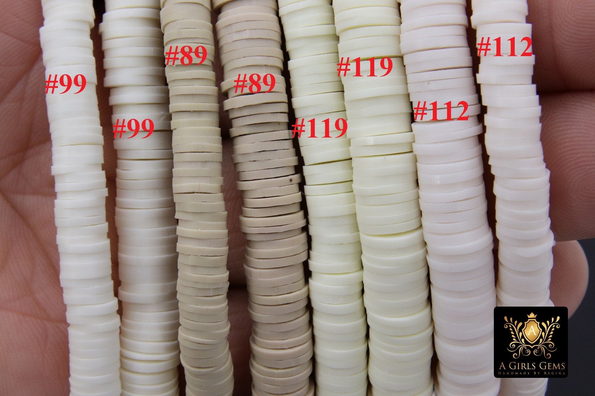 2 Strands 8 mm Clay Flat Beads, Heishi beads in Polymer Clay Disc CB #125, Rondelle Vinyl Beads