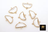 Gold Half Moon Crystal Connectors, 2 Pcs Semi Circle Links AG 647, Small or Medium Open Loop in Clear Crystal Glass