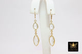 Rose Quartz and Blue Topaz Gold Earrings, 14 K Gold Filled Lever Back Hooks, Marquis Leaf Gemstone Dangle Earrings
