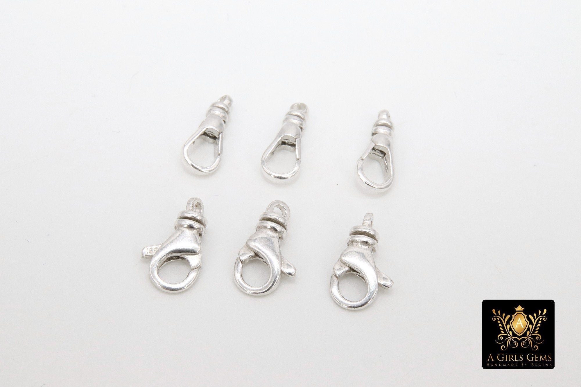 925 Sterling Silver Swivel Lobster Clasps, Large Albert Silver Push Clip Lobster Claws #2121, Jewelry Findings 7.5 x 16 mm