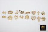CZ Micro Pave Gold Heart Slider Charms, Butterfly Slider Bracelet, Ladybug Slide