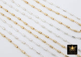 14 K Gold Filled Tube Bar Chain, Unfinished 925 Sterling Silver Sequin Long Tube Chains CH #825, 3.0 x 1.6 mm Boho Jewelry