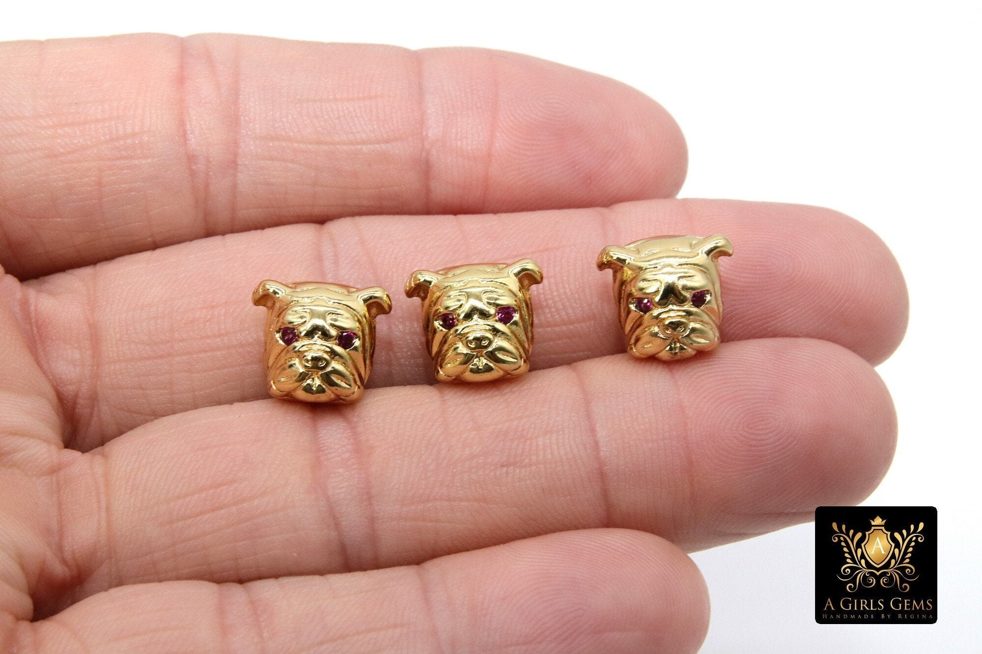 Gold Bulldog Focal Bead, Animal Focal Beads #114, Georgia Bulldogs