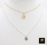 St. Christopher Necklace, 14 K Gold Filled Medallion Satellite Tube Beaded Chain Choker, Traveler's Protection