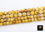 Purple and Gold Beads, Smooth Mixed Yellow Purple Jade Beads BS #97, LSU Jewelry Beads sizes 6 mm or 8 mm 15.75 inch Strands