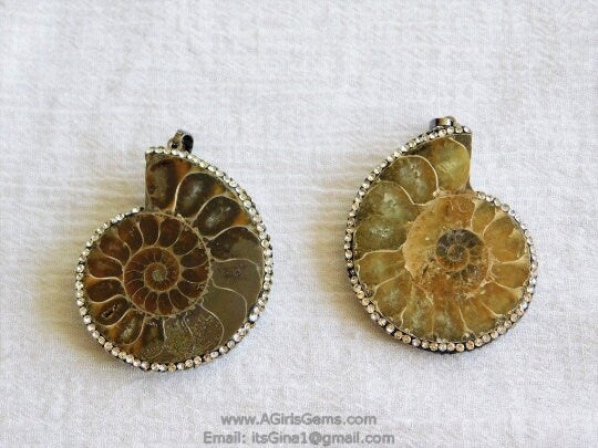CZ Micro Pave Seashell Pendant, Black CZ Pave Beach Cubic Zirconia Snail Shape #254, Ammonite Fossil Charms