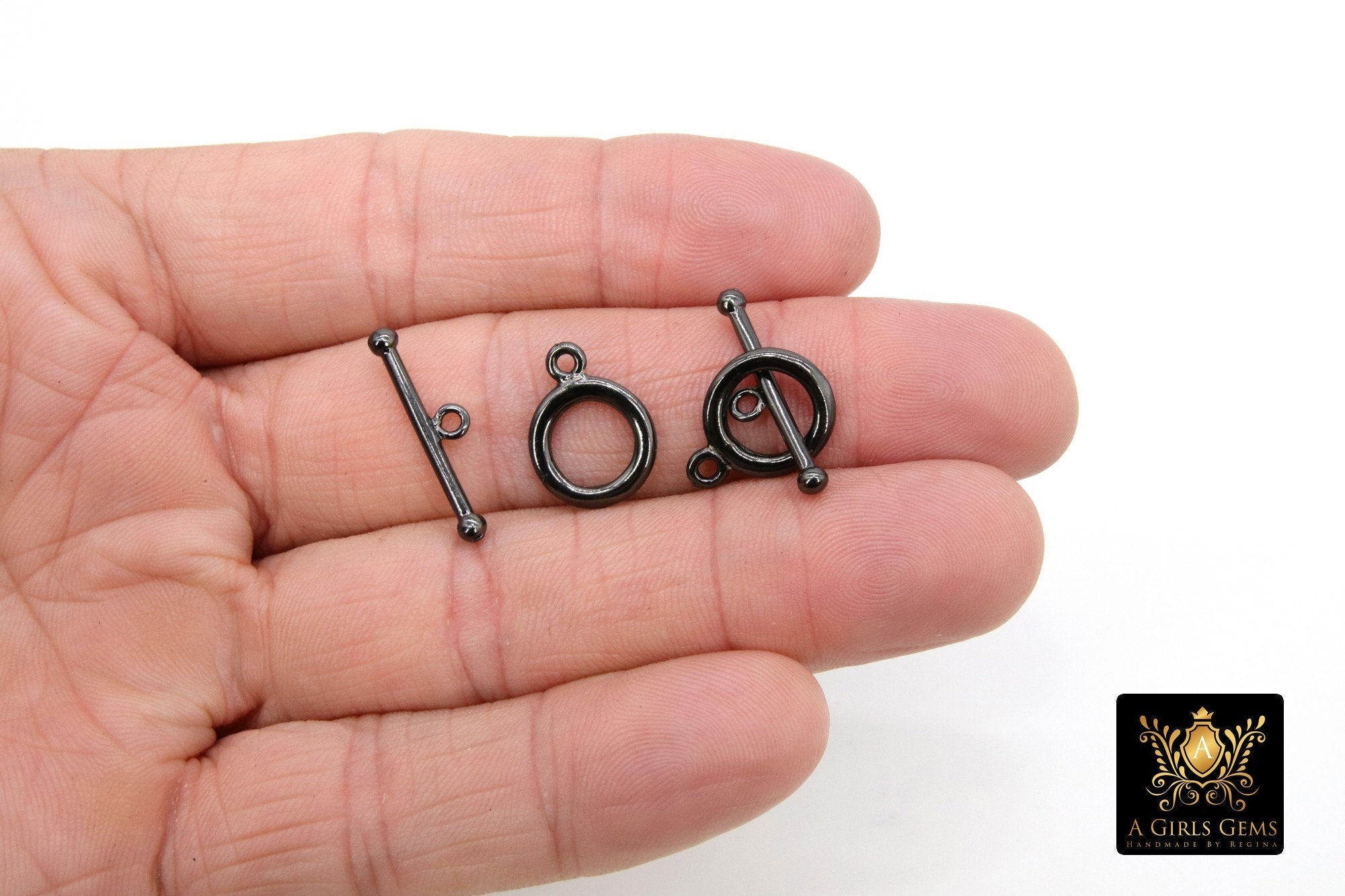 Silver Plated Toggle Clasp Set, Ball End 12 x 16.25 Toggle Ring, 23 mm Ball End T Bar Clasps