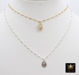 St. Christopher Necklace, 14 K Gold Filled Medallion Satellite Tube Beaded Chain Choker, Traveler's Protection