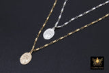 St. Christopher Necklace, 14 K Gold Filled Medallion Satellite Tube Beaded Chain Choker, Traveler's Protection