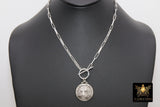 Tiger Head Chain Necklace, 925 Sterling Silver Toggle, Rectangle Chunky Drawn Chain