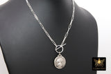 Tiger Head Chain Necklace, 925 Sterling Silver Toggle, Rectangle Chunky Drawn Chain