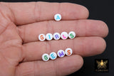 Colorful Initial Acrylic Beads, Alphabet Multi Color Letters in White Beads #737, 200 Pc Flat Round Initial Bracelet beads