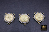 CZ Pave Mary Centers, Gold Cross Connectors #569, Jesus Charm Links