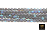 Gray Baby Blue AB Beads, Frosted Aqua Iridescent Beads BS #114, sizes in 8 mm 15.25 inch FULL Strands