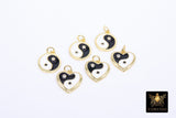 Black and White Heart Charms, CZ Pave Yin Yang Heart Shape Enamel Charm for Bracelet #2644, Necklace Jewelry