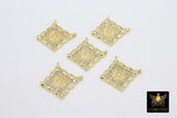 CZ Pave Gold Scapular Connectors, Small Square Jesus Pendants #643, Virgin Mary Charms