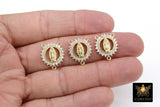 CZ Pave Mary Centers, Gold Cross Connectors #569, Jesus Charm Links
