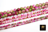 Hot Pink and Mint Green Jade Beads, Smooth Mixed Fuchsia Jade Dyed Beads BS #124, Jewelry Beads sizes 4 mm 6 mm 10 mm 15.75 inch Strands