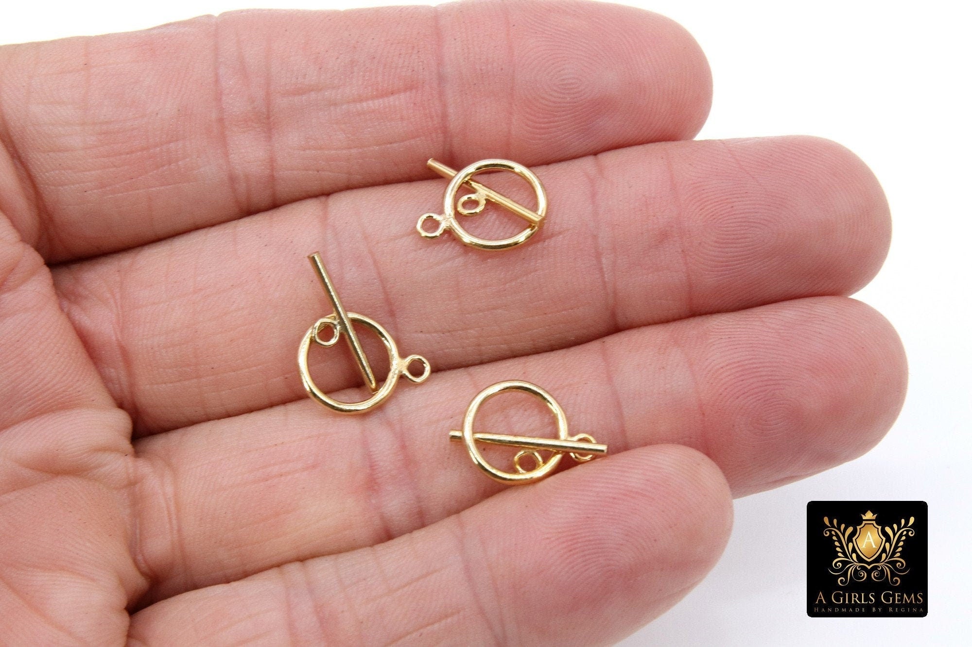 14 K Gold Filled Toggle Clasp, Round Clasps with Toggle Bar Connectors #2799, 11 x 14 mm