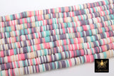 2 Strands 6 mm Clay Flat Beads, Pastel Heishi beads in Polymer Clay Disc CB #132, Pink Aqua