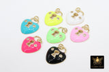 CZ Micro Pave Lock and Key Charms, Gold Enamel Heart Charms #2779, Keyhole Hearts Jewelry