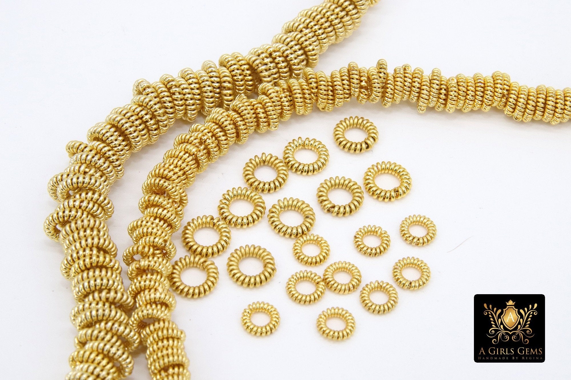 Gold Petal Spacer Beads, 20-125 pcs Round Brushed Gold Daisy Discs #2904, Flower Bumpy Rondelle