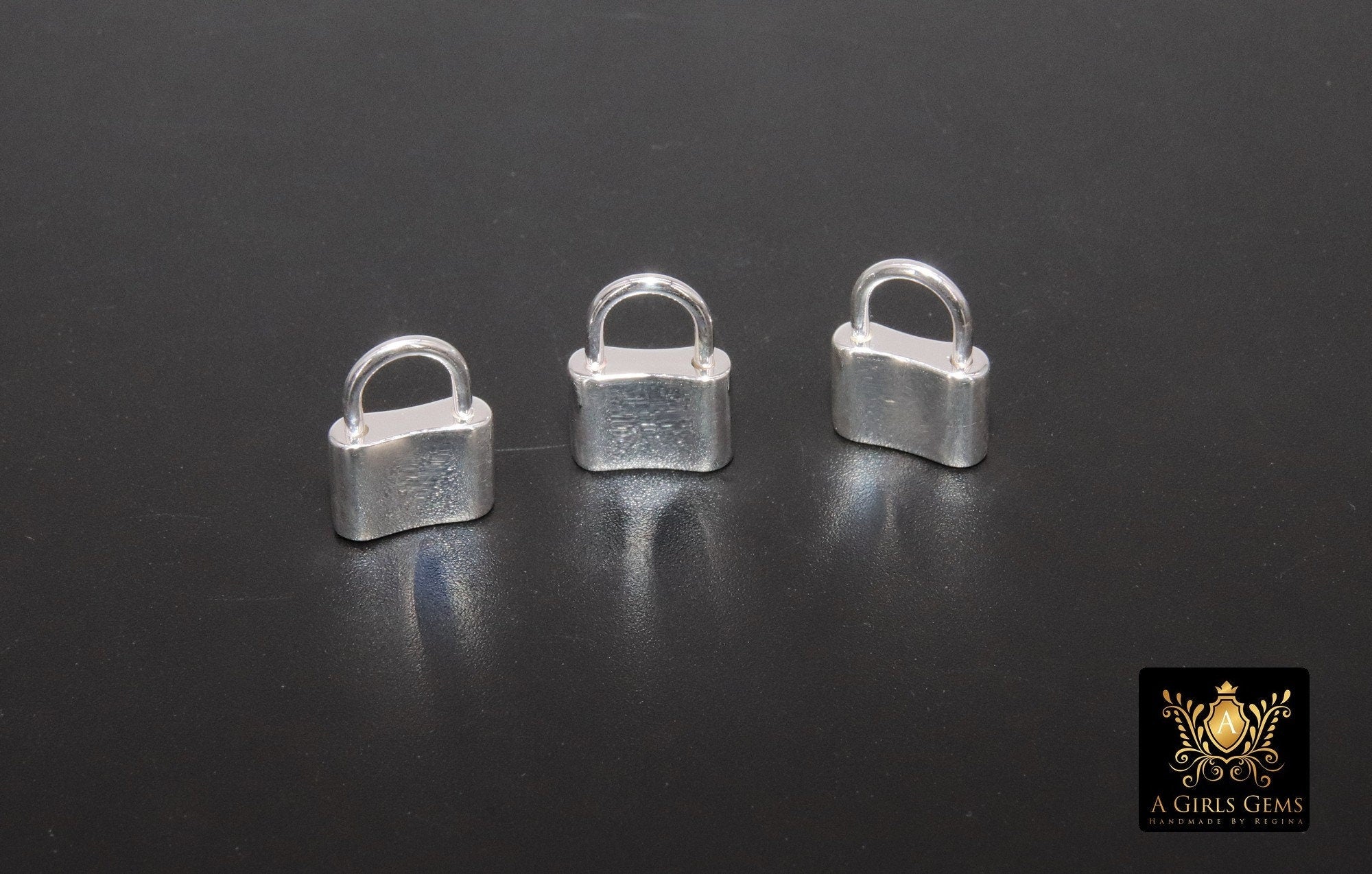Silver Pad Lock Clasp, Solid 925 Sterling Silver Lock Key Clasp #666, 12 x 16 mm Stamped 925
