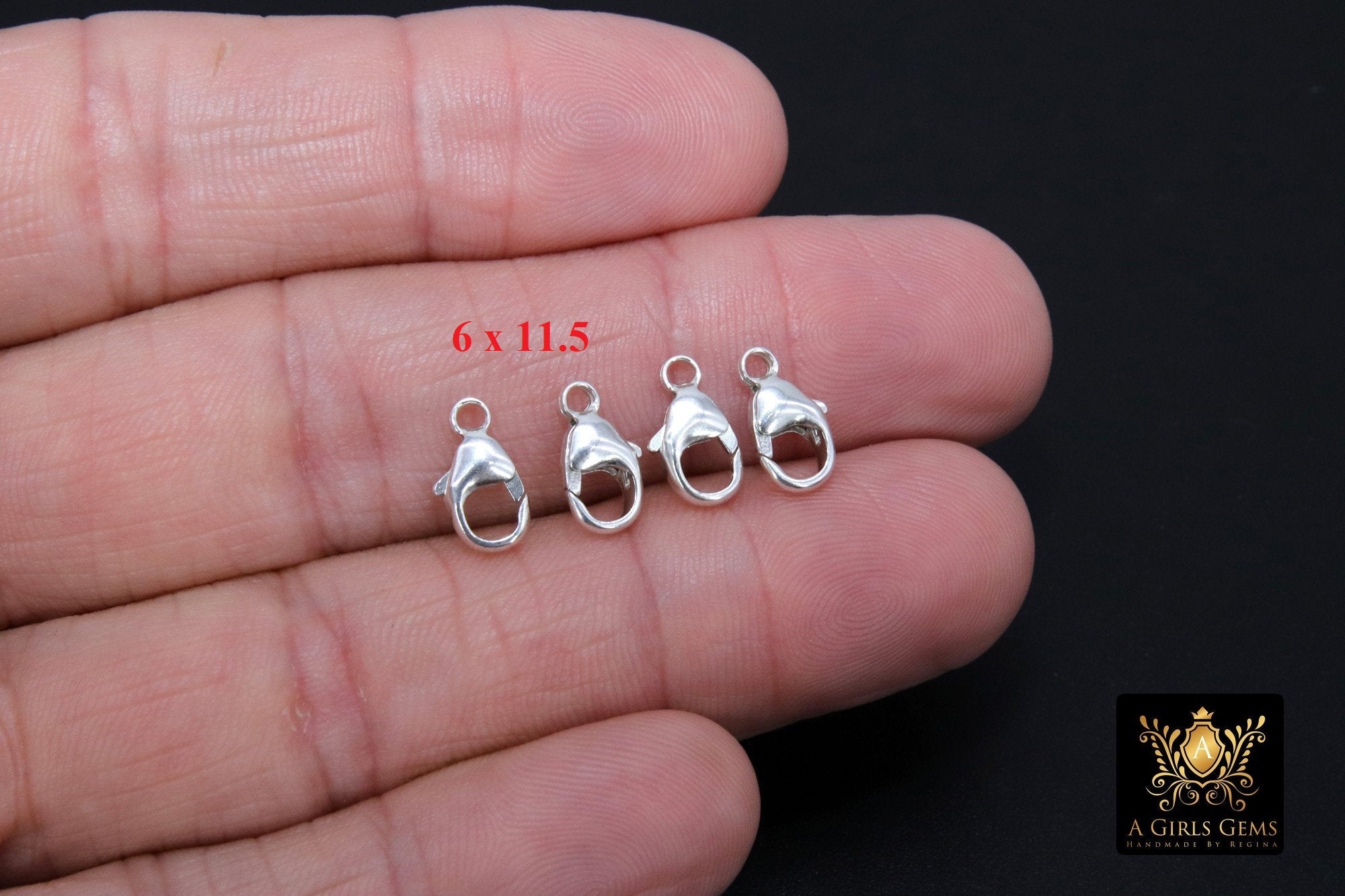 925 Sterling Silver Lobster Clasps, Silver Trigger Clasps #2774, Sizes 6 x 10 - 11.5 mm