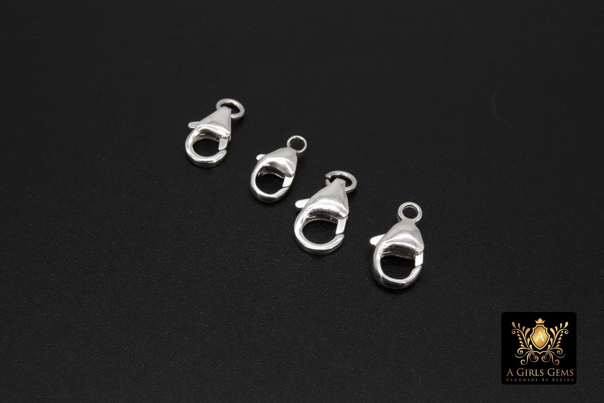 925 Sterling Silver Lobster Clasps, Silver Trigger Clasps #2774, Sizes 6 x 10 - 11.5 mm
