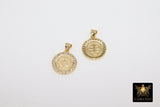 St. Benito Charms, CZ Pave Cross St. Benedict Charm AG 2733, Gold Plated Round Medallion Medals