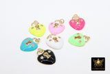 CZ Micro Pave Lock and Key Charms, Gold Enamel Heart Charms #2779, Keyhole Hearts Jewelry