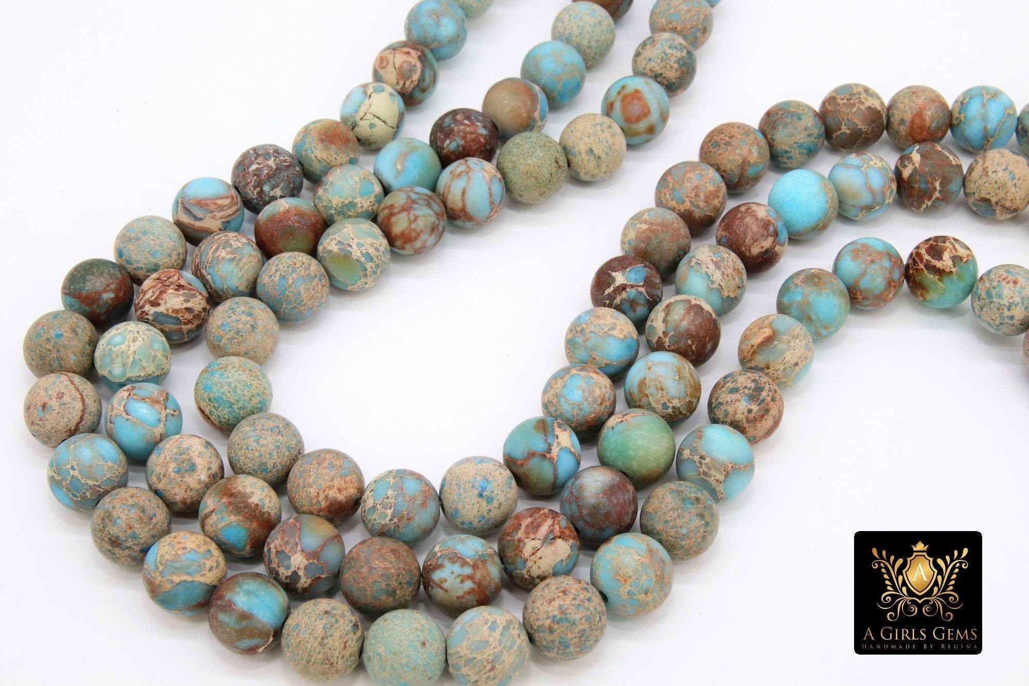 Natural Matte Blue Jasper Beads, Frosted Beige Blue Opalite Imperial Sea Sediment Round Beige Beads BS #7