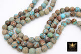 Natural Matte Blue Jasper Beads, Frosted Beige Blue Opalite Imperial Sea Sediment Round Beige Beads BS #7